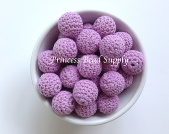 20mm Lavender Crochet Wood Beads