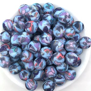 15mm Butterfly Print Silicone Beads, Butterfly Printed Silicone Beads, Print Silicone Beads, Silicone Beads