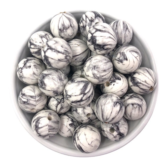 20mm White & Black Marble Chunky Beads, 20mm Marble Beads, Chunky Beads,  20mm Beads, Acrylic Beads