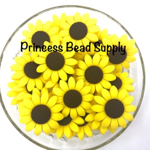 40mm Sunflower Silicone Focal Beads