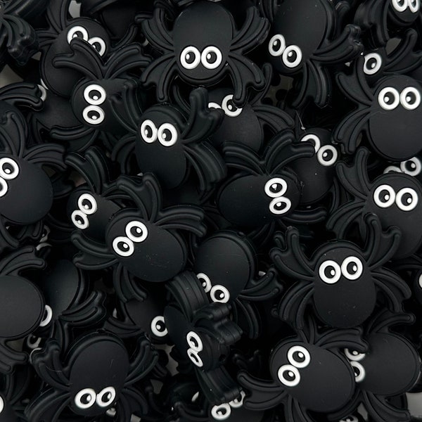 Black Spider Silicone Focal Beads,  Spider Shaped Silicone Beads Beads,  Halloween Beads, Silicone Beads