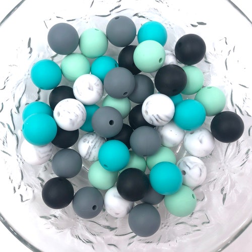 50 or 100 BULK Round Silicone Beads Neutral Mix Silicone Etsy