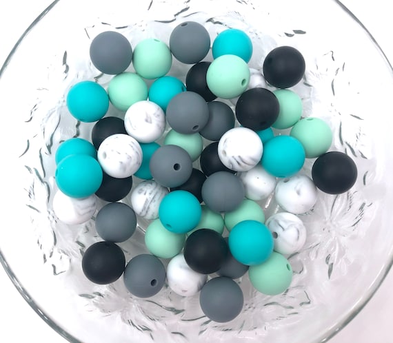 15mm Grey Silicone Beads, Gray Round Silicone Beads, Beads Wholesale