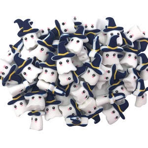 White Ghost with Witches Hat Silicone Focal Beads,  Ghost Shaped Silicone Beads,  Halloween Beads, Ghost Silicone Beads, Silicone Beads