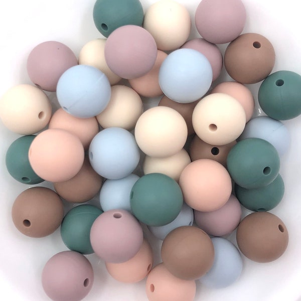 Boho Silicone Bead Mix, Wholesale Silicone Beads, Silicone Beads,  Beige, Peach, Caramel, Pine, Icicle, Vintage Mauve