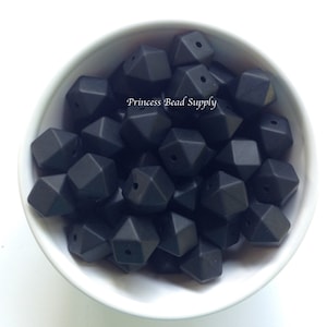 14mm Black Mini Hexagon Silicone Beads, Mini Hexagon Silicone Beads, 100% Food Grade Silicone Beads, BPA Free