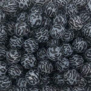 15mm Gray Glitter Leopard Silicone Beads, Glitter Silicone Beads,  Silicone Beads, Silicone Beads Wholesale