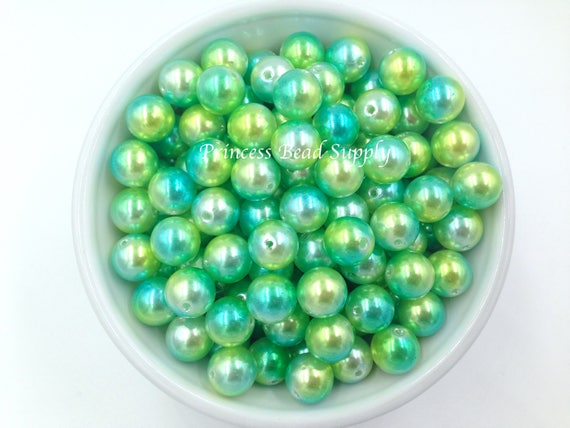 12mm Magic Pearls Beads, Aqua, Green & Yellow Magic Pearls, Multi-Colored  Magic Pearls, Mini Chunky Bubble Gum Beads, Gumball Beads