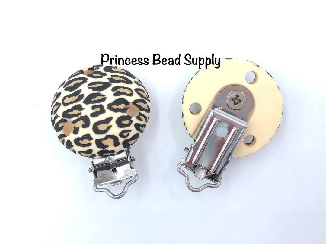 Leopard Pacifier Clip, Leopard Print Silicone Pacifier Clip, Paci Clip