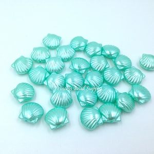 Mint Shell Pearl Beads, 16mm Shell Beads, Sea Shell Beads, Double Sided Shell Pearl Beads, Acrylic Beads, Mini Shell Beads