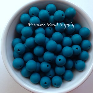 12mm Teal Blue Silicone Beads, Silicone Food Grade Silicone Beads, BPA Free Sensory Beads, Silicone Loose Beads,