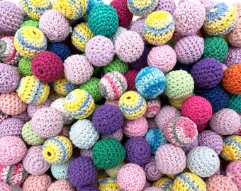 SALE--20mm Random Colors Crochet Wood Beads