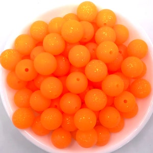 15mm Neon Orange Glitter Silicone Beads, Glitter Silicone Beads,  Silicone Beads, Silicone Beads Wholesale