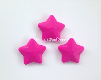 45mm Hot Pink Faceted Star Silicone Beads
