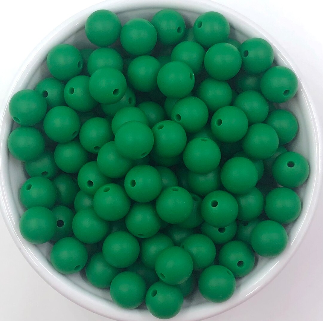 12mm Jungle Green Silicone Beads, Silicone Beads, 100 Food Grade Beads