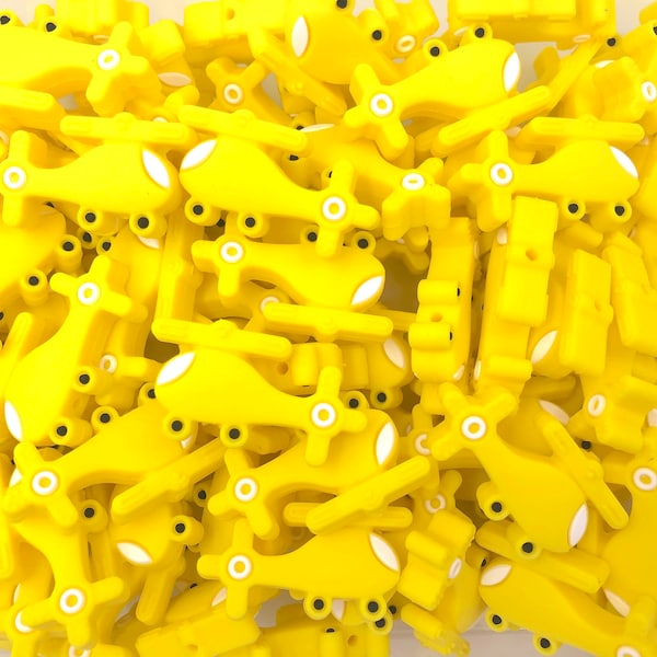 Yellow Helicopter Silicone Beads,  Helicopter Shaped Silicone Beads Beads, Silicone Beads, Wholesale Silicone