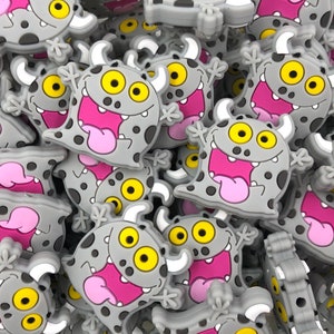 Light Gray Monster Silicone Focal Beads,  Monster Shaped Silicone Beads,  Silicone Focal Beads, Silicone Beads