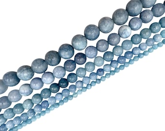 Natural Blue Angelite Stone Gemstone Beads, Gemstone Beads, 4mm, 6mm, 8mm, 10mm, 12mm
