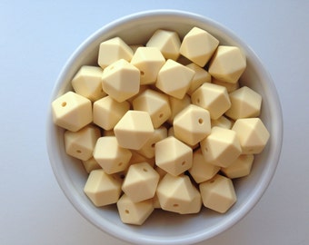 14mm Vanilla Mini Hexagon Silicone Beads