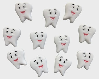 White Tooth Silicone Focal Beads