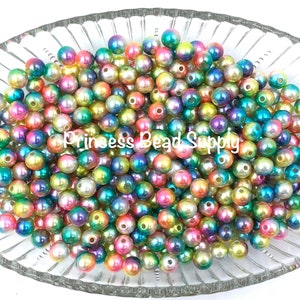 8mm Ombre Pearls Beads, Rainbow Ombre Pearls, 8mm Magic Pearls, 8mm Mini Chunky Beads,  8mm Beads, 8mm Faux Pearls