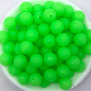 15mm Neon Green Glitter Silicone Beads, Glitter Silicone Beads,  Silicone Beads, Silicone Beads Wholesale