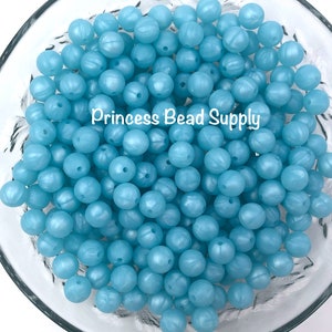 9mm Metallic Island Blue Silicone Beads