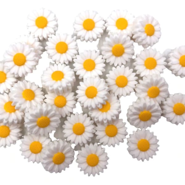 22mm White Daisy Silicone Focal  Beads, Daisy Silicone Beads, 20mm Daisy Beads,  Flower Silicone  Beads,  Silicone Beads