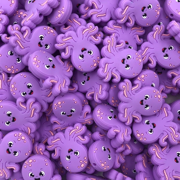 Purple Octopus Silicone Focal Beads,  Octopus Shaped Silicone Beads,  Silicone Beads,  Silicone Loose Beads, Wholesale Silicone