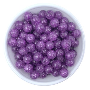 NEW Style!   12mm Purple Glitter Beads,  Purple Glitter Beads, 12mm Beads,  Acrylic Beads, 12mm Glitter Beads