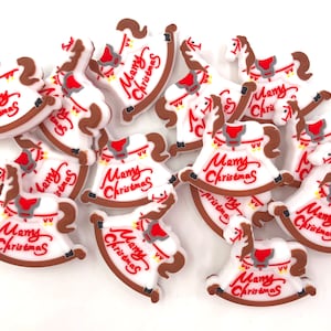Christmas Rocking Horse Silicone Focal Beads,   Christmas Rocking Horse Silicone Beads,  Christmas Silicone Beads,   Silicone Beads