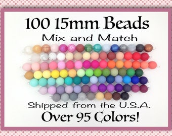 100 BULk 15mm Silicone Beads, 100 Silicone Beads Wholesale, Silicone Loose Beads