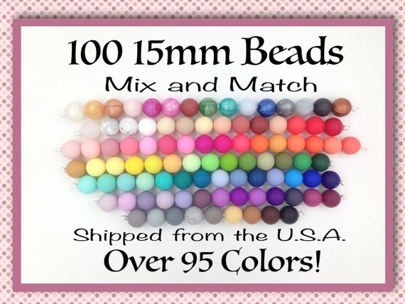 100 Bulk 15mm Silicone Beads, 100 Silicone Beads Wholesale, Silicone Loose  Beads 