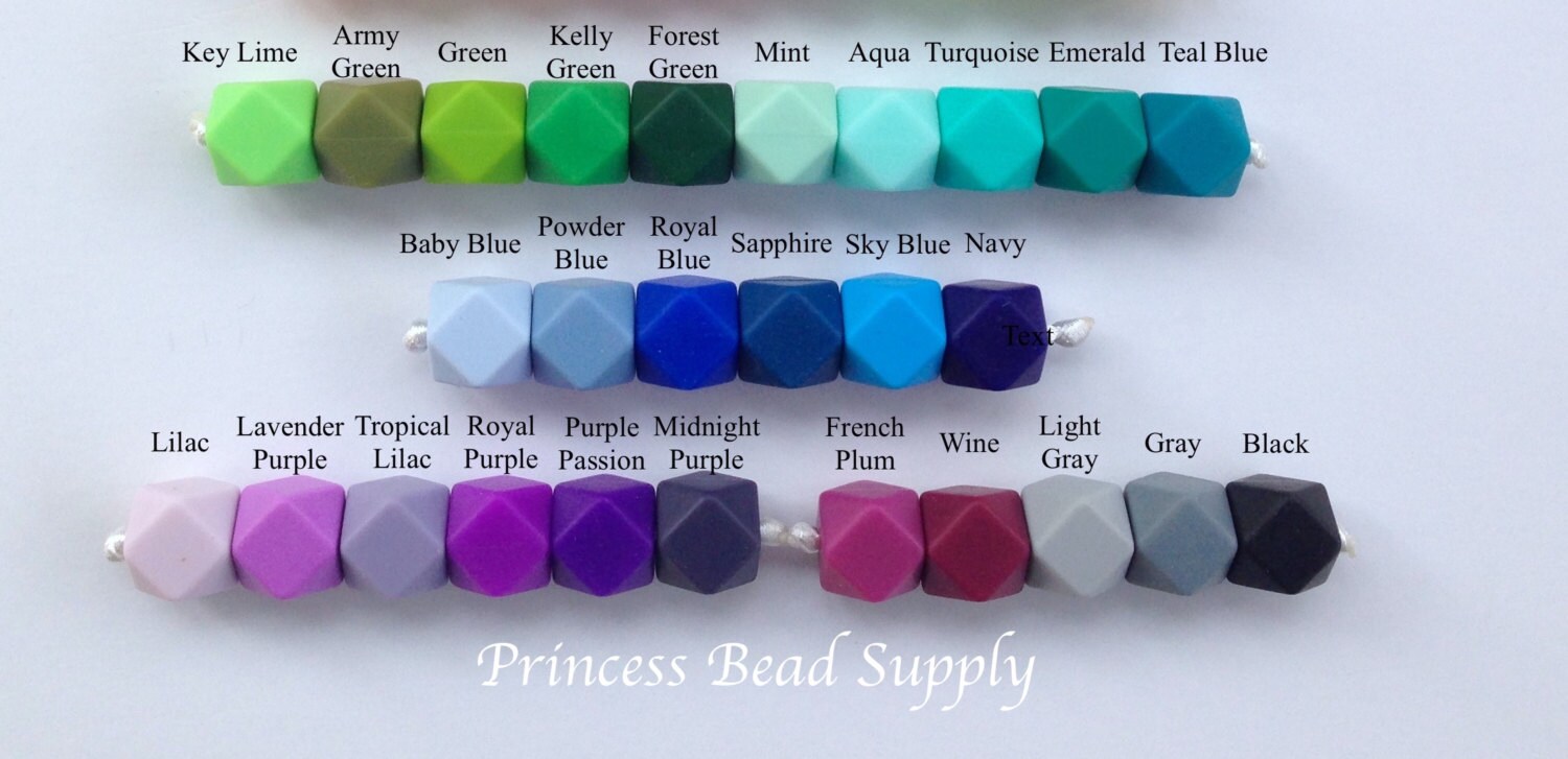 Blue & Pink Flower Silicone Bead Mix, 50 or 100 BULK Round