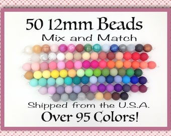 50 BULK 12mm Silicone Beads
