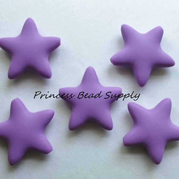 Large Purple Star Silicone Beads, 45mm Star Pendant, 100% Food Grade Silicone Beads, BPA Free Beads, Sensory Beads, Silicone Star