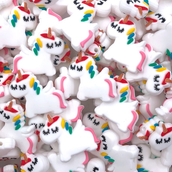 Rainbow Unicorn Silicone Focal Beads,  Unicorn Shaped Silicone Beads,  Silicone Focal Beads, Silicone Beads