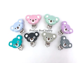 SALE--Koala Bear Pacifier Clip, Koala Silicone Pacifier Clip, Paci Clip, Stainless Steel Pacifier Clip,