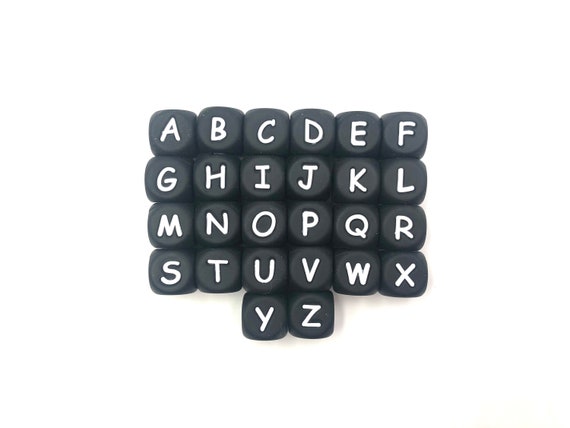 Mix & Match Black Silicone Alphabet Beads, Silicone Letter Beads, 100% Food  Grade Silicone Beads, BPA Free Beads, 