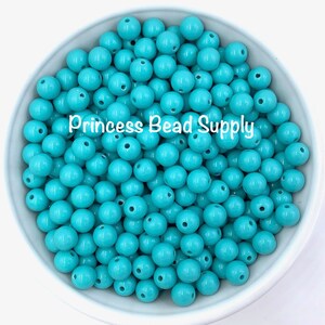 8mm Cyan Solid Beads, Light Teal Mini Chunky Beads, Small Beads, Mini Beads, 8mm Beads, 8mm Solid Beads, Acrylic Beads