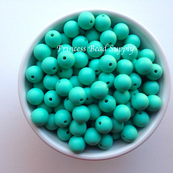 12mm Light Turquoise Silicone Beads,  12mm Silicone Beads, 100% Food Grade Silicone Beads, BPA Free, Sensory Beads, Silicone Loose Beads,