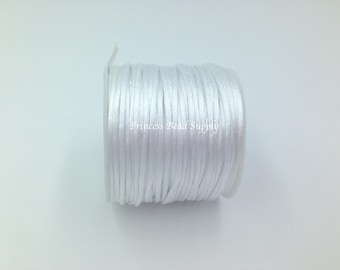 50 Yards of 1.5mm White Satin Nylon Cord,  NEW MEGA ROLL!  50 yards Bulk White Satin Nylon Cord