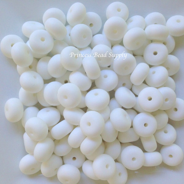White 14mm MINI ABACUS Silicone Beads, Mini Abacus 100% Food Grade Silicone Beads, BPA Free Sensory Beads, Silicone Loose Beads