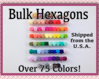 50 Bulk 17mm HEXAGON Silicone Beads, 50 17mm Hexagon Silicone Beads Wholesale Silicone Beads, Silicone Loose Beads
