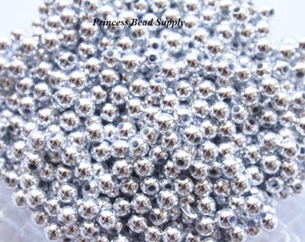 250 4mm Silver Plated  Round Spacer Beads, Perfect for Chunky Necklaces!