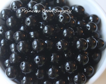 12mm Black Solid Acrylic Beads