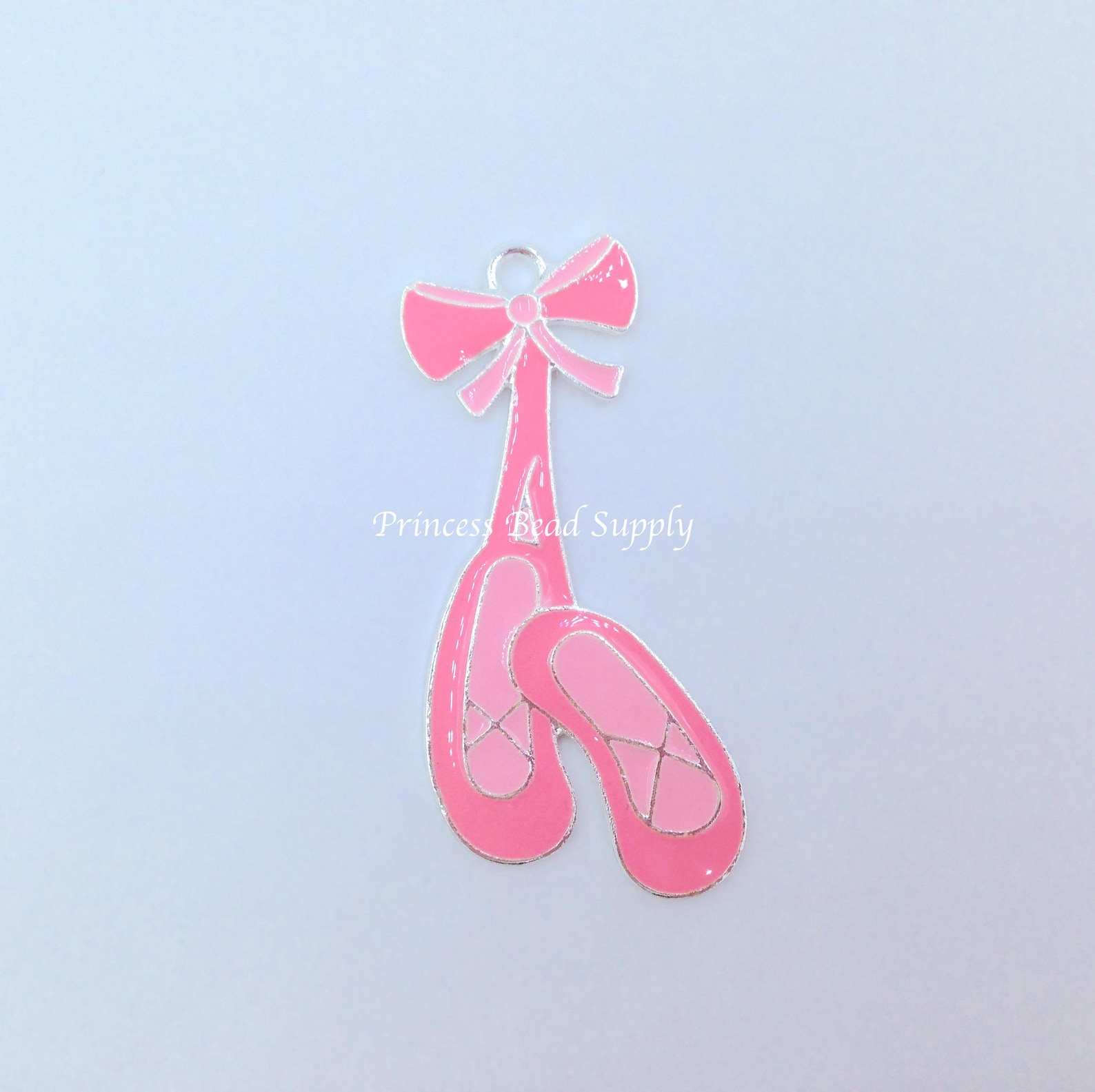 pink ballet slippers pendant for chunky necklaces, 50mm x 24mm dance pendant, chunky necklace pendant, ballet pendant ballet sho