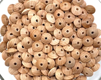 LARGE Natural BEECH Wood Saucer Beads