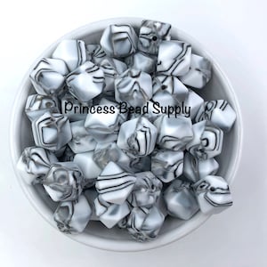 14mm Zebra Mini Hexagon Silicone Beads