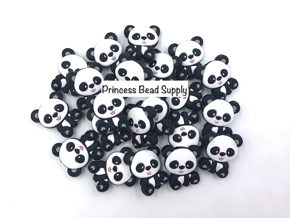Panda Bear Silicone Focal Beads Panda Bear GRAY Paw Beads Panda
